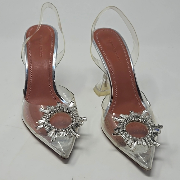 Amina Muaddi Shoes - Amina Muaddi PVC Transparent Begum Glass Slingback Heels